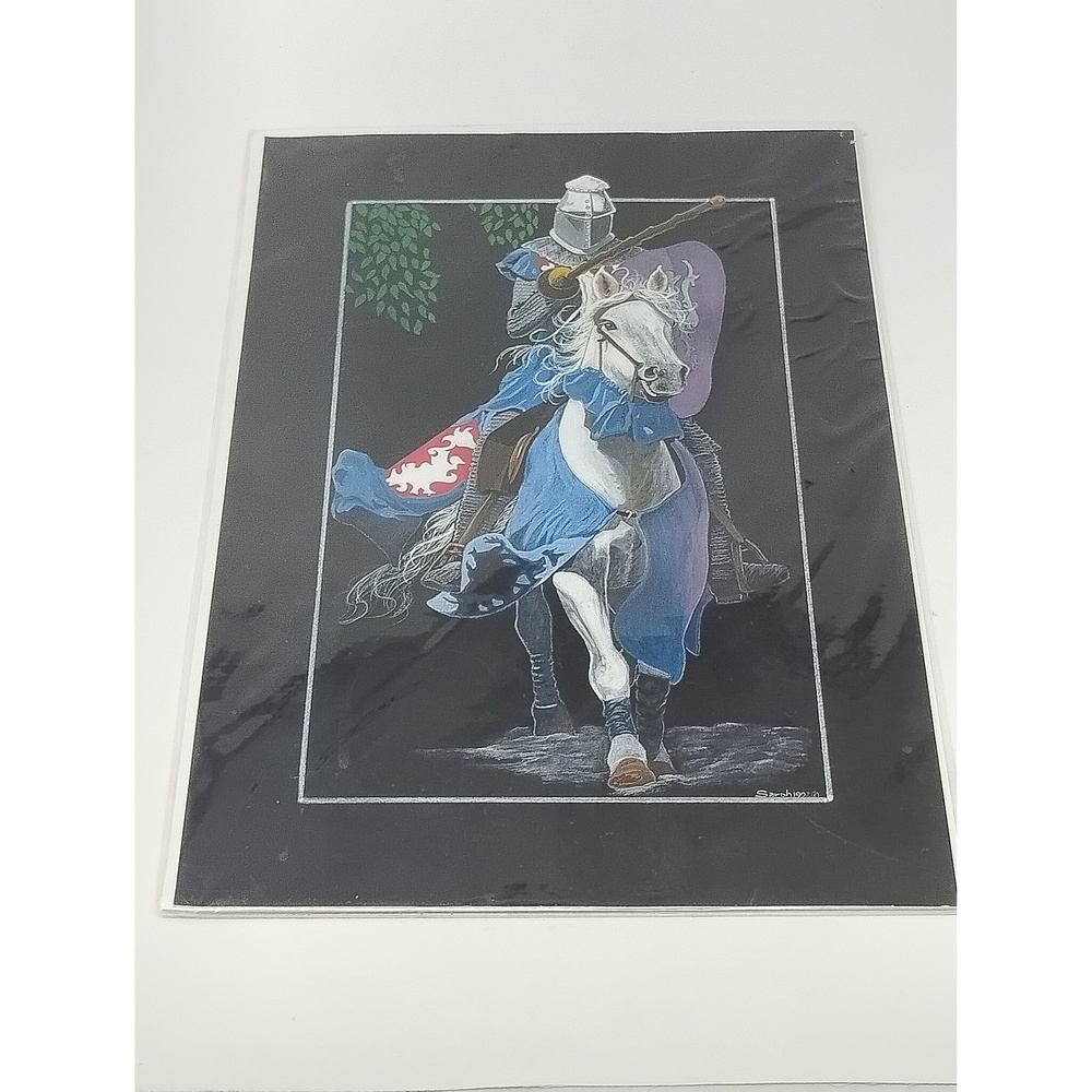 1992 Medieval Knight Print Wall Art Graphic Illustration Fantasy History Decor